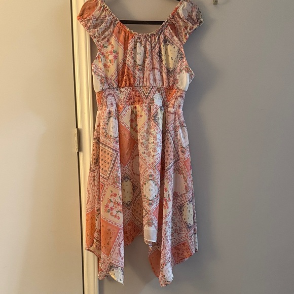 No Boundaries High Low Dress in Orange and Pink - Picture 3 of 4